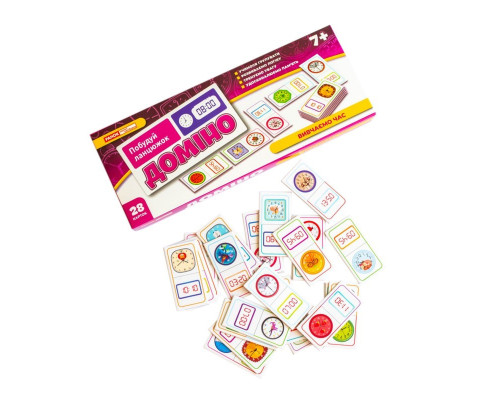 Дитяча настільна гра "Доміно. Вивчаємо час" 10120209, 28 фішок