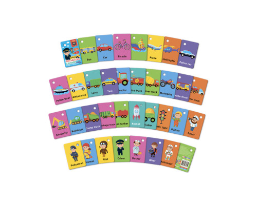 Карточки на кольце "Транспорт и профессии" VT5000-16 английский язык