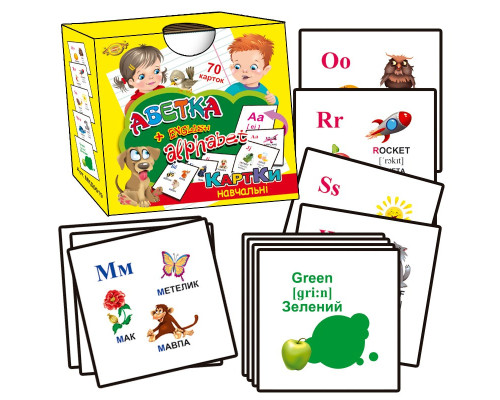 Карточки обучающие "Азбука + ENGLISH ALPHABET" Мастер MKD0019 укр