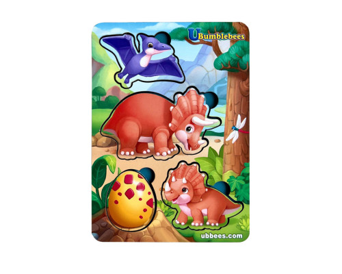Дерев'яний пазл-вкладиш "Динозаври" Ubumblebees  (ПСФ124) PSF124 фон із підказкою