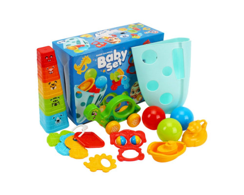 Дитячий подарунковий набір "Baby set 6 в 1" 3274TXK пірамідка, органайзер для ванни