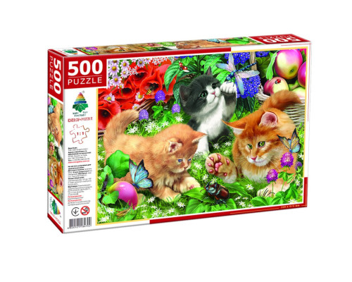Дитячий пазл "Кошенята та Жучки" 84702, 500 елементів