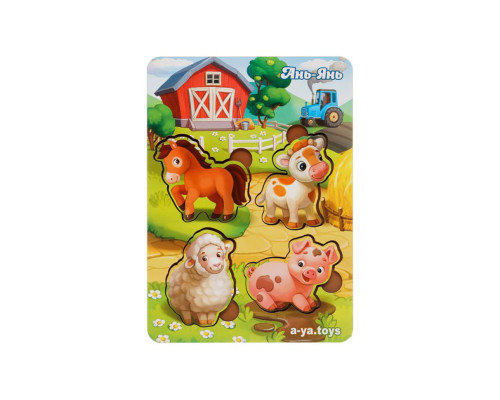 Дерев'яний пазл-вкладиш "Домашні тварини-1" Ubumblebees (ПСФ053) PSF053 фон із підказкою