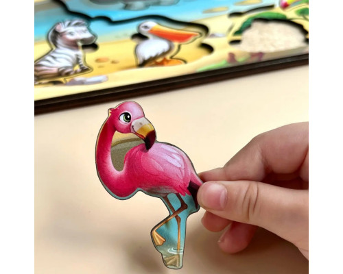 Деревянная настольная игра "А где звери?" Ubumblebees (ПСД175) PSD175 сортер-вкладыш