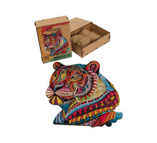 Фигурный деревянный пазл A3 "Загадочный тигр" PuzA3-03110, 129 деталей