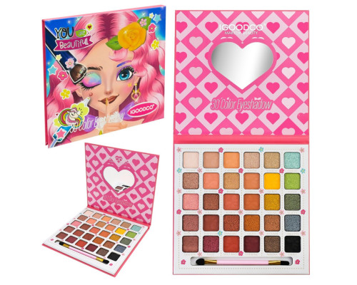 Детская палетка теней для век IG3125, 30 цветов, с кисточкой