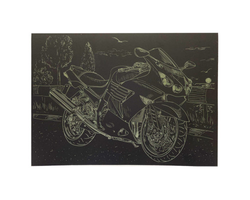 Гравюра А4 "Мотоцикл-1" ГрА4-12з економ варіант в пакеті 29,7х21 см