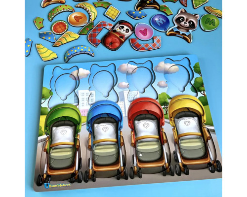 Деревянная настольная игра "Звери в колясках" Ubumblebees (ПСД176) PSD176 сортер-вкладыш