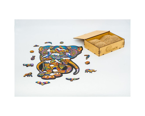 Фигурный деревянный пазл A3 "Индийский слон" PuzA3-03121, 132 детали