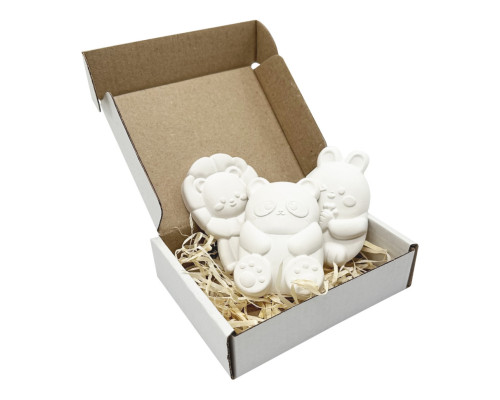 Гіпсові фігурки для декорування "Кумедні тваринки" gips006, 3 фігурки