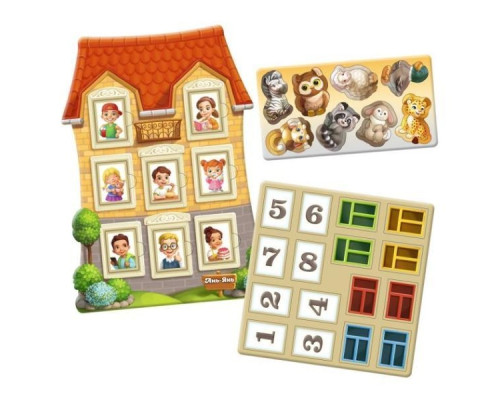 Деревянный пазл-вкладыш "Домик с заданиями" (ПСФ112) PSF112