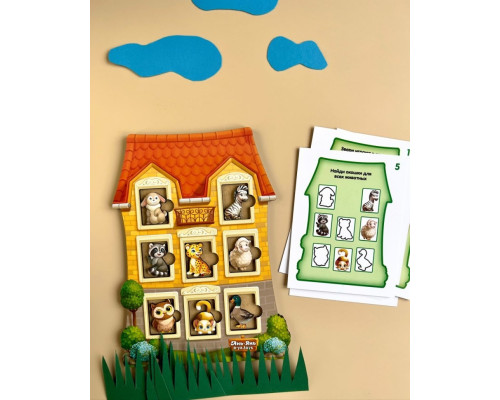 Деревянный пазл-вкладыш "Домик с заданиями" (ПСФ112) PSF112