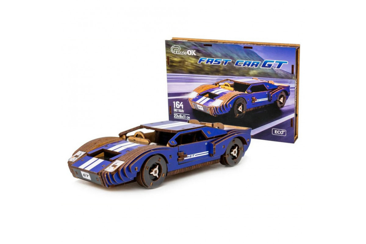 Деревянный 3D конструктор Fast car Gt Puz-26915, 164 детали
