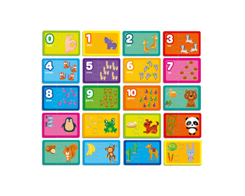 Пазли "Знайди пару. Рахуємо до 10. Хто що їсть" VT5003-01 Укр