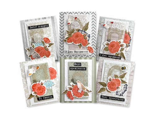 Набір для створення вітальних листівок "Трояндові мрії" FDGCK-042, 6 шт