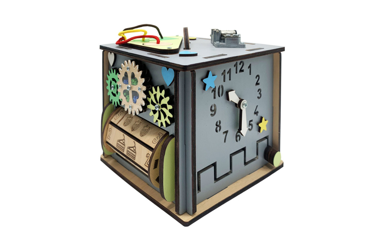 Розвиваюча іграшка Бізикуб Temple Group TG158746 15х15х15 см Сірий