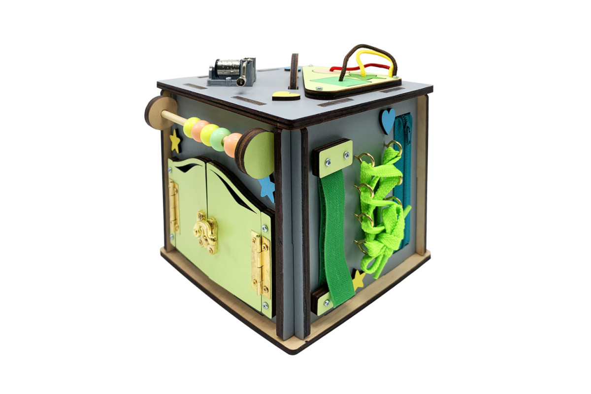 Розвиваюча іграшка Бізикуб Temple Group TG158746 15х15х15 см Сірий