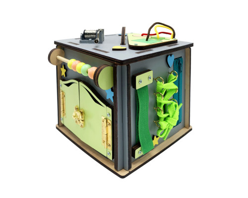 Розвиваюча іграшка Бізикуб Temple Group TG158746 15х15х15 см Сірий