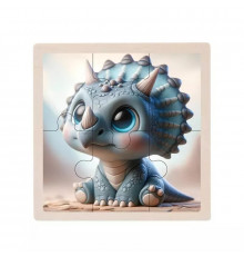 Дитячий дерев'яний пазл-вкладиш "Трицерапторс" MD 1509-27, 6 елементів 9,8 х 9,8 х 0,4 см