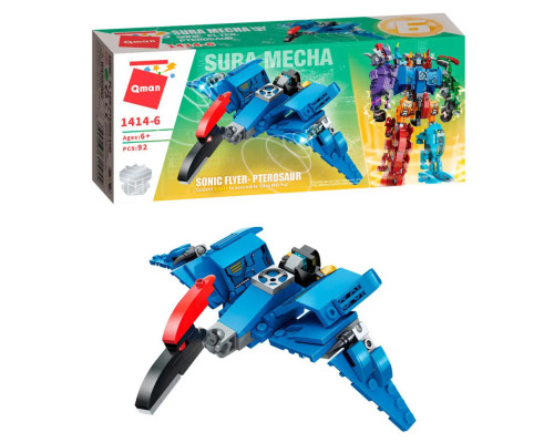Дитячий Конструктор Qman 1414-1-6 трансформер (робот + динозавр) 93 дет  Pterosaur