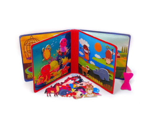 Розвиваюча фетрова книга для дітей "Хто де живе?" 823437, 25 липучок