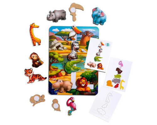 Деревянная настольная игра "Повтори по схеме - Африка" Ubumblebees (ПСД178) PSD178 на липучках