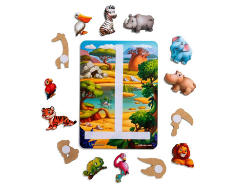 Деревянная настольная игра "Повтори по схеме - Африка" Ubumblebees (ПСД178) PSD178 на липучках