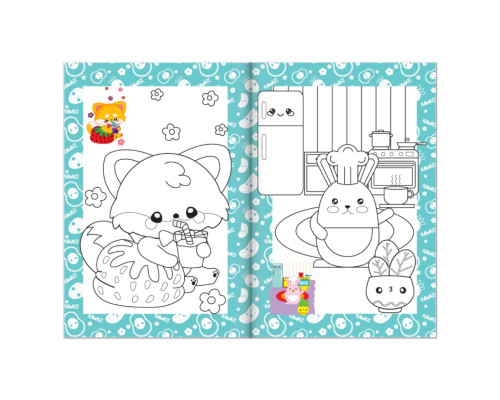 Книжка розмальовка "Каваї" РМ-48-42 с цветными подсказками