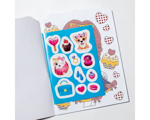 Водна розмальовка "Дівчата" 10171026, 8 сторінок, 20 наліпок