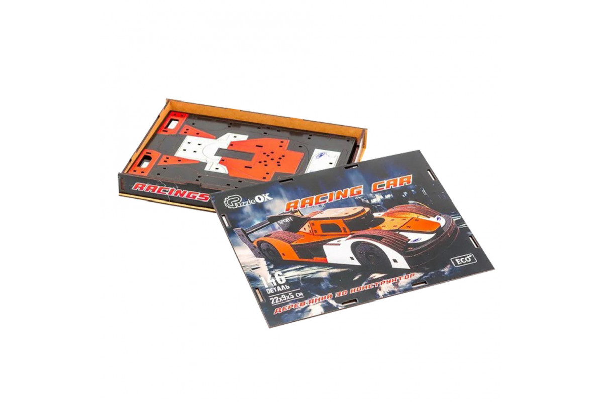 Деревянный 3D конструктор Racing Car Puz-01037, 146 деталей Деревянный 3D конструктор Racing Car Puz-01037, 146 деталей