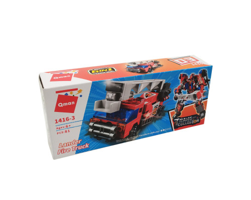 Дитячий Конструктор Qman 1416-1-6 транспорт, 88 дет  Lander Fire Truck