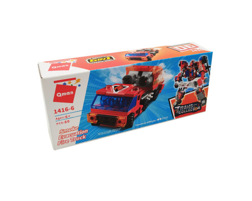Дитячий Конструктор Qman 1416-1-6 транспорт, 88 дет  Smoke Evacuation Truck
