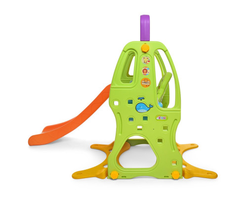 Дитяча гірка-гойдалка HF-H002 пластик, з баскетбольним кільцем