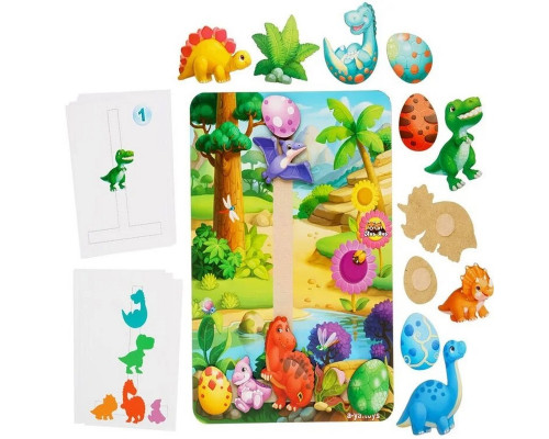 Деревянная настольная игра "Долина динозавров" Ubumblebees (ПСФ038) PSF038 на липучках