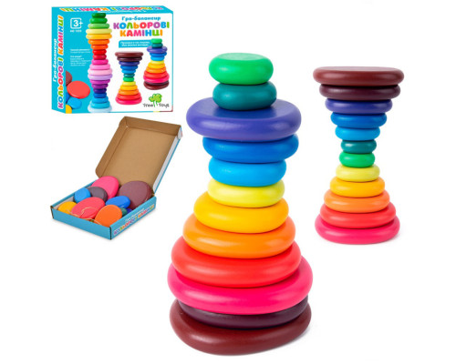 Деревянная игрушка Балансир MD 1935 кольца-камни, 12 штук