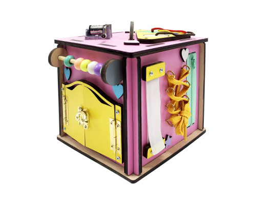 Розвиваюча іграшка Бізикуб Temple Group TG270876 15х15х15 см Рожевий