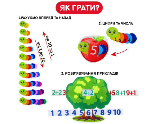 Развивающая игра для детей "Фруктовая математика" ME5032-15, 2в1 фетровые детали