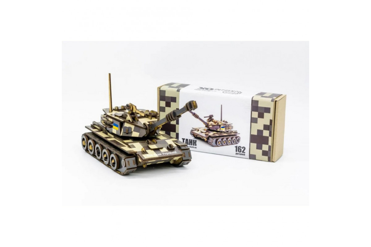 Деревянный 3D конструктор Танк 162-0074, 162 детали