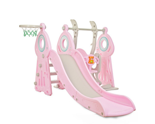 Дитяча гірка-гойдалка WM19011-8 пластик, з баскетбольним кільцем