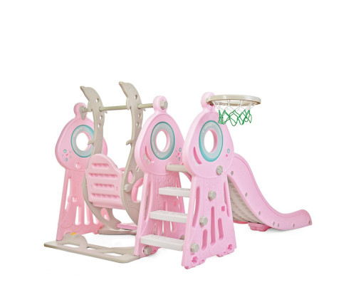 Дитяча гірка-гойдалка WM19011-8 пластик, з баскетбольним кільцем
