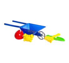 Игровой набор для песка "Тачка" 010BMS(Blue) лопатка, грабли, 2 пасочки