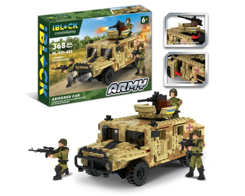 Дитячий конструктор Військовий джип IBLOCK PL-921-432, 368 деталей