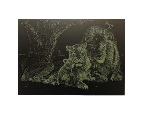 Гравюра А4 "Лев" ГрА4-3з економ варіант в пакеті 29,7х21 см
