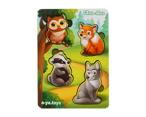 Деревянный пазл "Лесные животные-2" Ubumblebees (ПСФ058) PSF058 фон с подсказкой