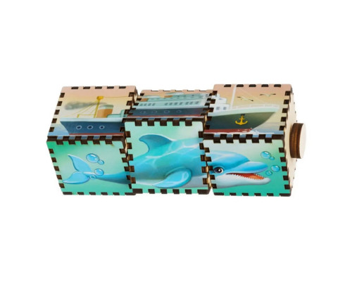 Деревянные кубики "Водный мир" Ubumblebees (ПСД179) PSD179 вращаются