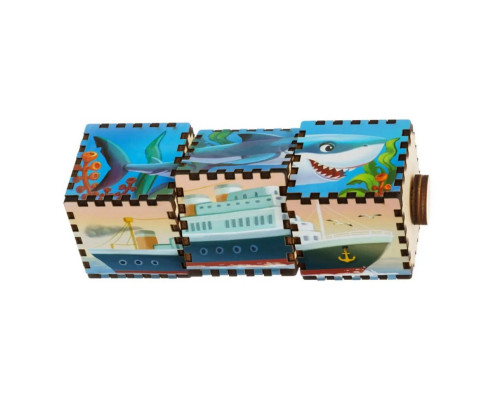 Деревянные кубики "Водный мир" Ubumblebees (ПСД179) PSD179 вращаются