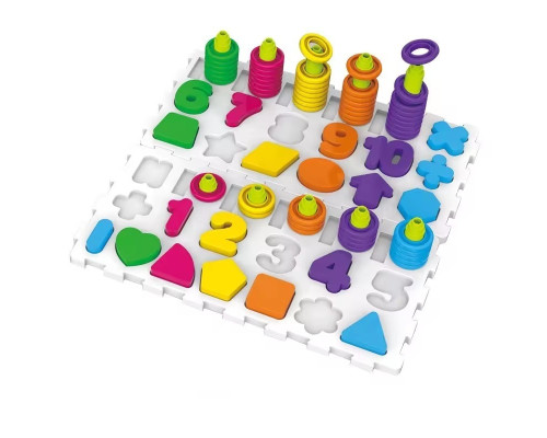 Розвиваюча гра "Логіка-вкладиш 4 в 1" DF80 цифри, букви, фігури, транспорт