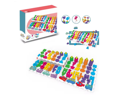 Розвиваюча гра "Логіка-вкладиш 4 в 1" DF80 цифри, букви, фігури, транспорт