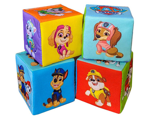 Детские мягкие кубики "Щенячий патруль Команда" МС 090501-09, 4 штук