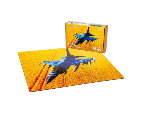 Фигурный деревянный пазл A3 "F16 Fighting Falcon" PuzA3-02023, 176 элементов